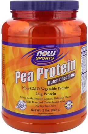 Sports, Pea Protein, Dutch Chocolate, 2 lbs (907 g) by Now Foods-Kosttillskott, Protein, Ärtprotein