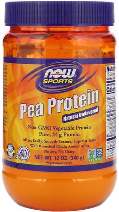 Sports, Pea Protein, Natural Unflavored, 12 oz (340 g) by Now Foods-Kosttillskott, Protein, Ärtprotein