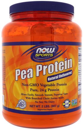 Sports, Pea Protein, Natural Unflavored, 2 lbs (907 g) by Now Foods-Kosttillskott, Protein, Ärtprotein