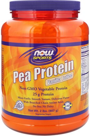 Sports, Pea Protein, Vanilla Toffee, 2 lbs (907 g) by Now Foods-Kosttillskott, Protein, Ärtprotein