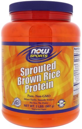 Sports, Sprouted Brown Rice Protein, Unflavored, 2 lbs (907 g) by Now Foods-Kosttillskott, Protein, Risproteinpulver