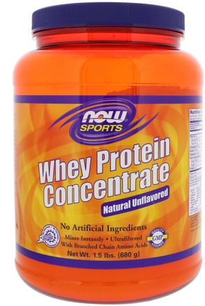 Sports, Whey Protein Concentrate, Natural Unflavored, 1.5 lbs (680 g) by Now Foods-Kosttillskott, Vassleprotein