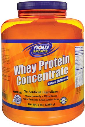 Sports, Whey Protein Concentrate, Natural Unflavored, 5 lbs (2268 g) by Now Foods-Kosttillskott, Vassleprotein