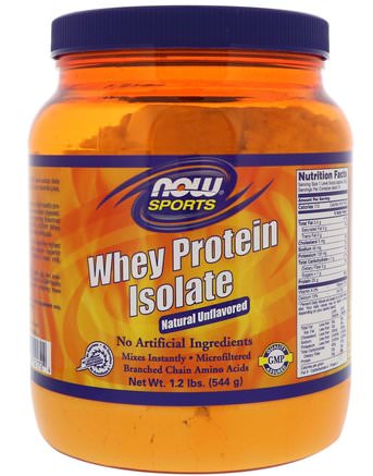 Sports, Whey Protein Isolate, Natural Unflavored, 1.2 lbs (544 g) by Now Foods-Kosttillskott, Aminosyror, Bcaa (Grenad Kedjaminosyra), Vassleprotein