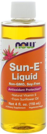 Sun-E Liquid, 4 fl oz (118 ml) by Now Foods-Vitaminer, Vitamin E, Vitamin E-Vätska