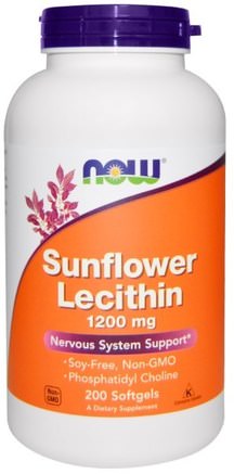 Sunflower Lecithin, 1200 mg, 200 Softgels by Now Foods-Kosttillskott, Lecitin