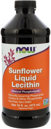 Sunflower Liquid Lecithin, 16 fl oz (473 ml) by Now Foods-Kosttillskott, Lecitinvätska, Matoljor Vin Och Ättika