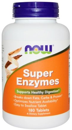 Super Enzymes, 180 Tablets by Now Foods-Kosttillskott, Enzymer, Matallergi Och Intolerans