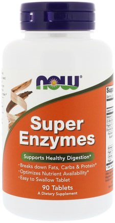 Super Enzymes, 90 Tablets by Now Foods-Kosttillskott, Enzymer, Matallergi Och Intolerans