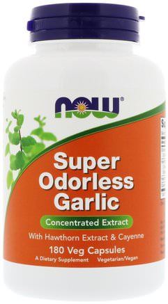 Super Odorless Garlic, 180 Veg Capsules by Now Foods-Kosttillskott, Antibiotika, Vitlök, Örter, Cayennepeppar (Capsicum), Cayennepeppar