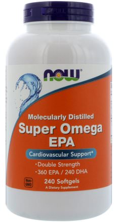 Super Omega EPA, Molecularly Distilled, 240 Softgels by Now Foods-Kosttillskott, Efa Omega 3 6 9 (Epa Dha), Fiskolja, Mjölkgjorda Fiskoljor