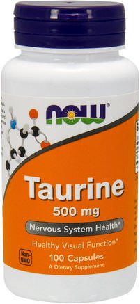 Taurine, 500 mg, 100 Capsules by Now Foods-Kosttillskott, Aminosyror, Taurin