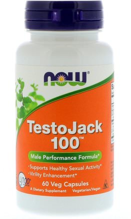 TestoJack 100, 60 Veg Capsules by Now Foods-Sport, Zma, Män, Lång Jacka (Tongkat Ali Malaysian Ginseng)