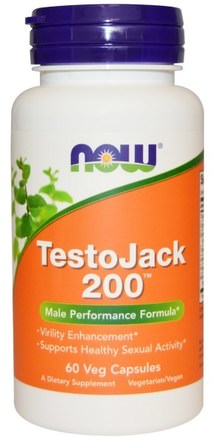 TestoJack 200, 60 Veg Capsules by Now Foods-Hälsa, Män, Lång Jacka (Tongkat Ali Malaysian Ginseng)
