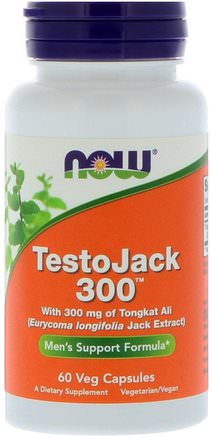TestoJack 300, 300 mg, 60 Veg Capsules by Now Foods-Hälsa, Män, Lång Jacka (Tongkat Ali Malaysian Ginseng)