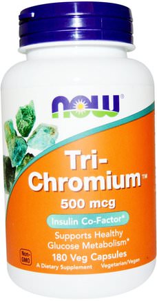 Tri-Chromium, 500 mcg, 180 Veg Capsules by Now Foods-Kosttillskott, Mineraler, Krom