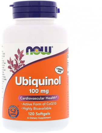 Ubiquinol, 100 mg, 120 Softgels by Now Foods-Kosttillskott, Antioxidanter, Ubiquinol Qh, Ubiquinol Coq10