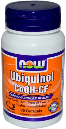 Ubiquinol CoQH-CF, 60 Softgels by Now Foods-Kosttillskott, Antioxidanter, Ubiquinol Qh
