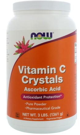 Vitamin C Crystals, 3 lbs (1361 g) by Now Foods-Vitaminer, Vitamin C, Vitamin C-Pulver Och Kristaller