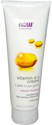 Vitamin D-3 Cream, 4 fl oz (118 ml) by Now Foods-Bad, Skönhet, Body Lotion, Vitamin C