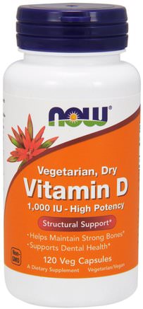 Vitamin D, High Potency, 1.000 IU, 120 Veg Capsules by Now Foods-Vitaminer, Vitamin D3, Vitamin D 2 (Ergocalciferol)