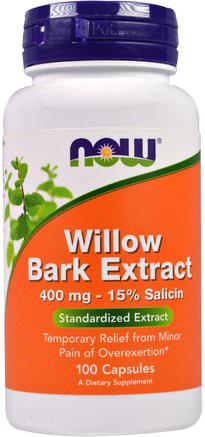Willow Bark Extract, 400 mg, 100 Capsules by Now Foods-Hälsa, Inflammation, Vit Pilbark