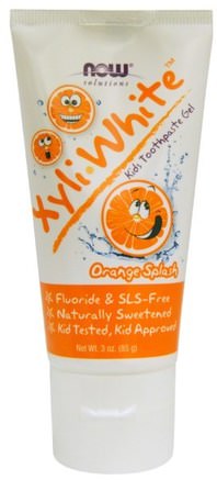 Solutions, XyliWhite, Kids Toothpaste Gel, Orange Splash, 3 oz (85 g) by Now Foods-Bad, Skönhet, Oral Tandvård, Xylitol Oral Vård, Tandkräm