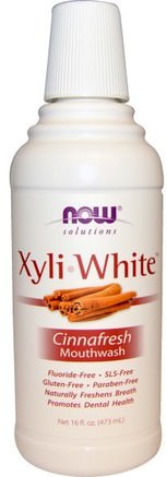 Solutions, XyliWhite Mouthwash, Cinnafresh, 16 fl oz (473 ml) by Now Foods-Bad, Skönhet, Oral Tandvård, Xylitol Oral Vård