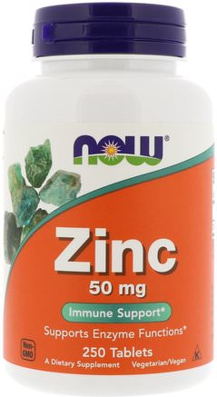 Zinc, 50 mg, 250 Tablets by Now Foods-Kosttillskott, Mineraler, Zink