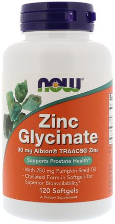 Zinc Glycinate, 120 Softgels by Now Foods-Kosttillskott, Mineraler, Zink