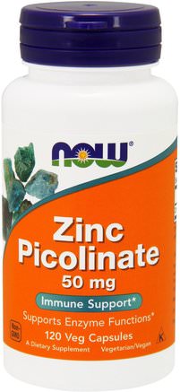 Zinc Picolinate, 50 mg, 120 Veg Capsules by Now Foods-Kosttillskott, Mineraler, Zink
