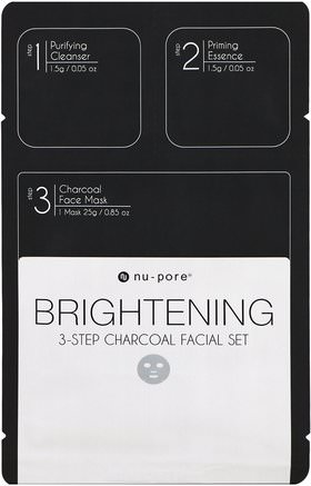 Brightening 3-Step Charcoal Facial Set, 1 Pack by Nu-Pore-Skönhet, Ansiktsmasker, Arkmaskar