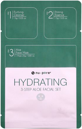 Hydrating 3-Step Aloe Facial Set, 1 Pack by Nu-Pore-Skönhet, Ansiktsmasker, Arkmaskar