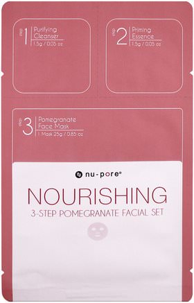 Nourishing 3-Step Pomegranate Facial Set, 1 Pack by Nu-Pore-Skönhet, Ansiktsmasker, Arkmaskar