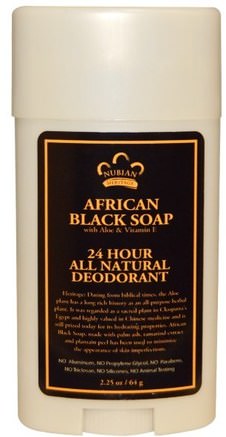 24 Hour All Natural Deodorant, African Black Soap with Aloe & Vitamin E, 2.25 oz (64 g) by Nubian Heritage-Bad, Skönhet, Deodorant