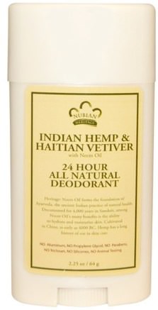24 Hour All Natural Deodorant, Indian Hemp & Haitian Vetiver with Neem Oil, 2.25 oz (64 g) by Nubian Heritage-Bad, Skönhet, Deodorant