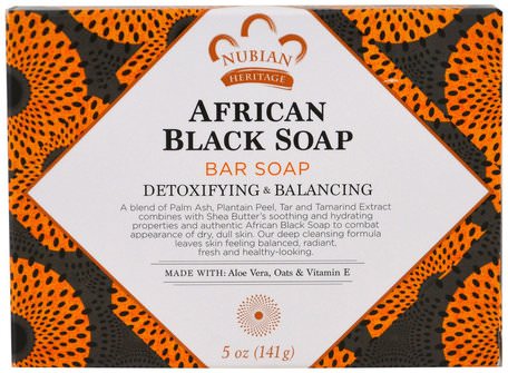 African Black Soap Bar, 5 oz (141 g) by Nubian Heritage-Bad, Skönhet, Tvål, Svart Tvål