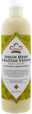 Body Lotion, Indian Hemp & Haitian Vetiver, 13 fl oz (384 ml) by Nubian Heritage-Bad, Skönhet, Omega Bad, Body Lotion