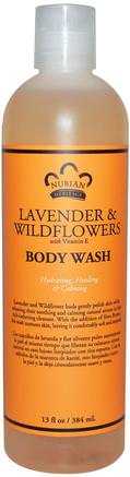 Body Wash, Lavender & Wildflowers, 13 fl oz (384 ml) by Nubian Heritage-Bad, Skönhet, Duschgel
