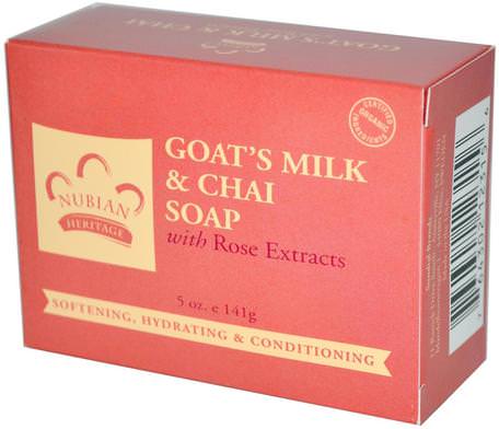 Goats Milk & Chai Soap, 5 oz (141 g) by Nubian Heritage-Bad, Skönhet, Tvål, Sheasmör