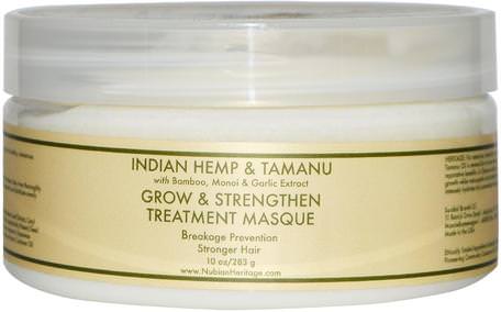 Grow & Strengthen Treatment Masque, Indian Hemp & Tamanu, 10 oz (283 g) by Nubian Heritage-Bad, Skönhet, Hår, Hårbotten, Schampo, Balsam, Balsam