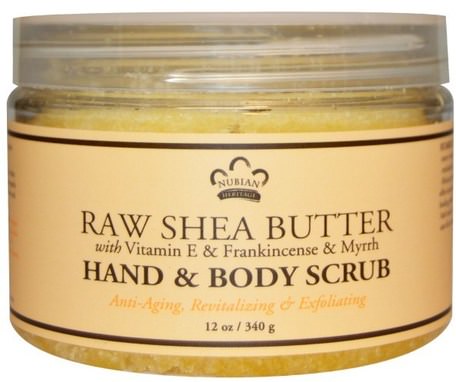 Hand & Body Scrub, Raw Shea Butter, 12 oz (340 g) by Nubian Heritage-Bad, Skönhet, Kroppscrubs, Tvål, Handskrubb
