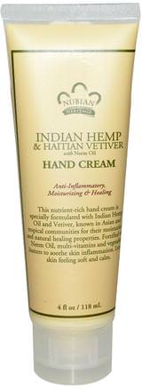 Hand Cream, Indian Hemp & Haitian Vetiver, 4 fl oz (118 ml) by Nubian Heritage-Bad, Skönhet, Handkrämer
