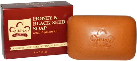 Honey & Black Seed Soap, 5 oz (141 g) by Nubian Heritage-Bad, Skönhet, Tvål