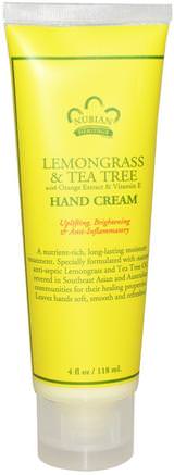 Lemongrass & Tea Tree Hand Cream, 4 fl oz (118 ml) by Nubian Heritage-Bad, Skönhet, Handkrämer