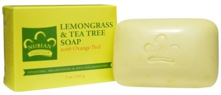 Lemongrass & Tea Tree Soap, 5 oz (141 g) by Nubian Heritage-Hälsa, Hud, Tea Tree, Tea Tree Tvål, Bad, Skönhet, Tvål