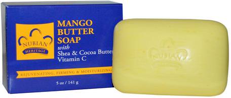 Mango Butter Bar Soap, 5 oz (142 g) by Nubian Heritage-Bad, Skönhet, Tvål, Sheasmör