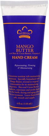 Mango Butter with Shea & Cocoa Butters, Vitamin C, Hand Cream, 4 fl oz (118 ml) by Nubian Heritage-Bad, Skönhet, Handkrämer
