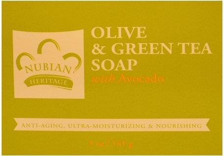 Olive & Green Tea Soap with Avocado, 5 oz (141 g) by Nubian Heritage-Bad, Skönhet, Tvål