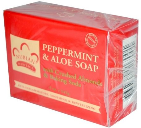 Peppermint & Aloe Soap, 5 oz (141 g) by Nubian Heritage-Bad, Skönhet, Tvål